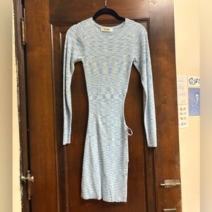 Light Blue Heathered Long Sleeve Bodycon Dress